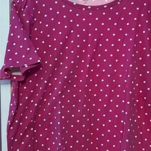 Kim Rogers Soft Pink Polka Dot T-Shirt SZ XL shirt sleeves excellent condition